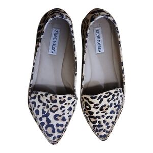 Steve Madden Leopard Print Cowhair Pointed Toe Loafers Size 9W